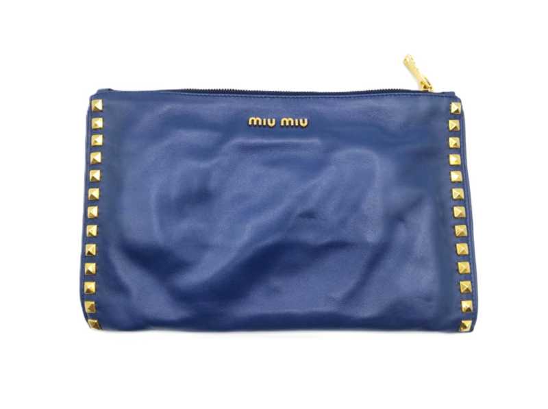 ミュウミュウ買取 スタッズ レザー クラッチバッグ